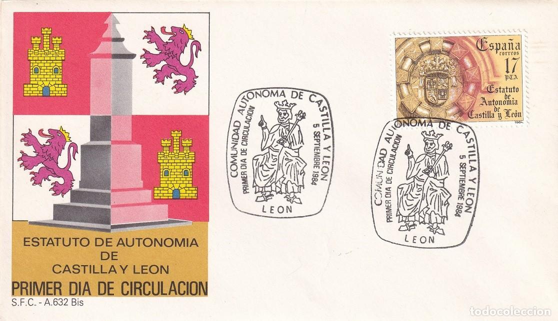 Sellos: SPD Le&oacute;n 1984 - Estatuto de Autonom&iacute;a de Castilla y Le&oacute;n - Primer d&iacute;a de circulaci&oacute;n - FDC