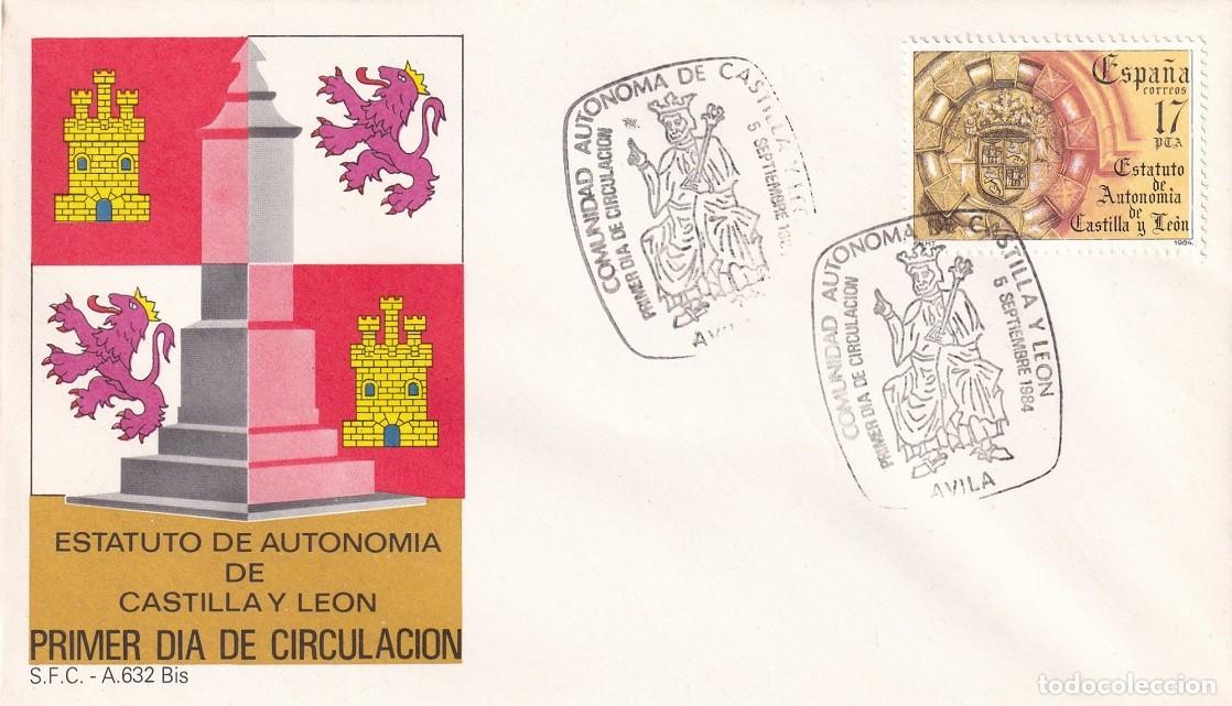 Sellos: SPD &Aacute;vila 1984 - Estatuto de Autonom&iacute;a de Castilla y Le&oacute;n - Primer d&iacute;a de circulaci&oacute;n - FDC