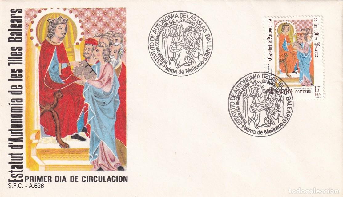Sellos: SPD Palma de Mallorca 1984 - Estatut d'Autonom&iacute;a de les Illes Balears - Primer d&iacute;a de circulaci&oacute;n