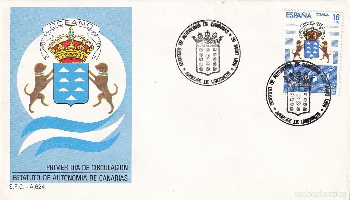 Sellos: SPD Arrecife de Lanzarote 1984 - Estatuto de Autonom&iacute;a de Canarias - Primer d&iacute;a de circulaci&oacute;n - FDC