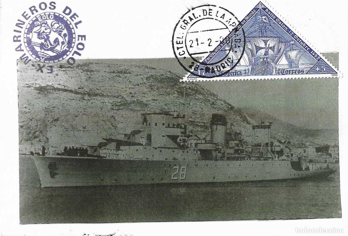 Sellos: RARO BARCOS NAVAL CUARTEL GENERAL ARMADA MADRID 2000 MATASELLOS TARJETA EXMARINEROS MINADOR EOLO VER