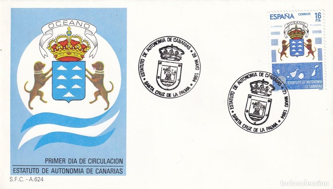 Sellos: SPD Santa Cruz de la Palma 1984 FDC - Estatuto de Autonom&iacute;a de Canarias - Primer d&iacute;a de circulaci&oacute;n
