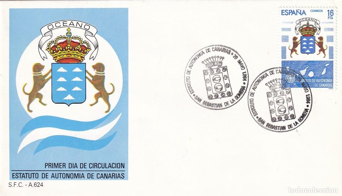 Sellos: SPD San Sebasti&aacute;n de la Gomera 1984 - Estatuto de Autonom&iacute;a de Canarias - Primer d&iacute;a de circulaci&oacute;n
