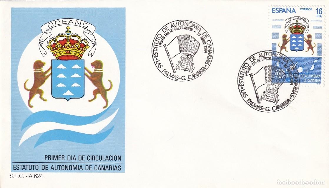 Sellos: SPD Las Palmas de Gran Canaria 1984 - Estatuto de Autonom&iacute;a de Canarias - Primer d&iacute;a de circulaci&oacute;n