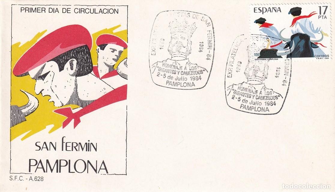 Sellos: SPD 1984 Pamplona - Fiestas de San Ferm&iacute;n Pamplona - Homenaje a los Gigantes y Cabezudos - Ex Filca