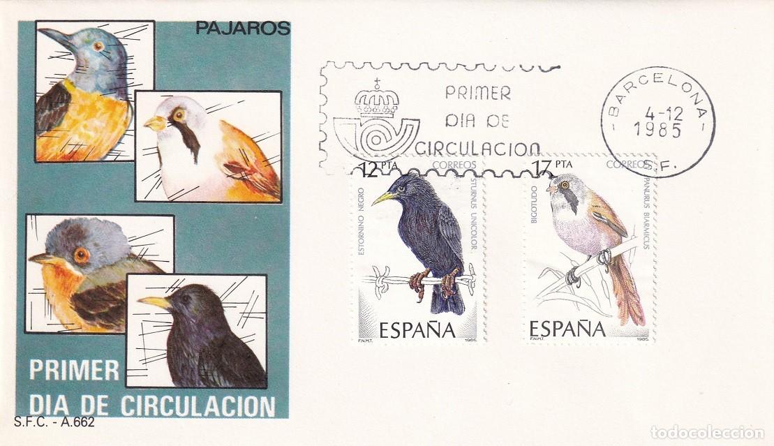 Sellos: SPD Barcelona 1985 - P&aacute;jaros - Estornino negro - Bigotudo - FDC - Primer d&iacute;a de circulaci&oacute;n