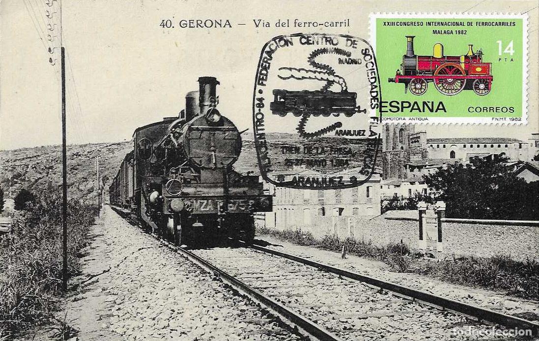 Sellos: TRENES TREN FRESA, ARANJUEZ (MADRID) 1984 RARO MATASELLOS FERROCARRIL TARJETA N&ordm; 40 EDICION FRANQUES
