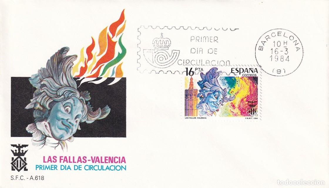 Sellos: SPD Barcelona 1984 - Las Fallas de Valencia - Grandes fiestas populares - Primer d&iacute;a de circulaci&oacute;n