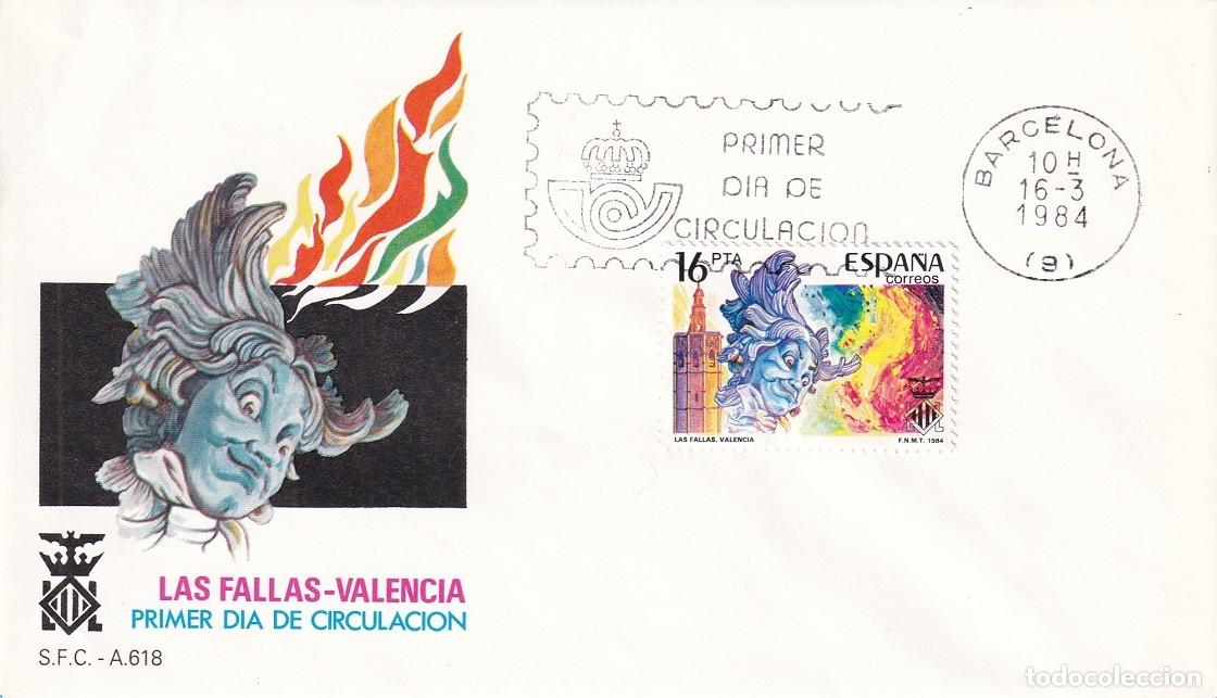 Sellos: SPD Barcelona 1984 - Las Fallas de Valencia - Grandes fiestas populares - Primer d&iacute;a de circulaci&oacute;n