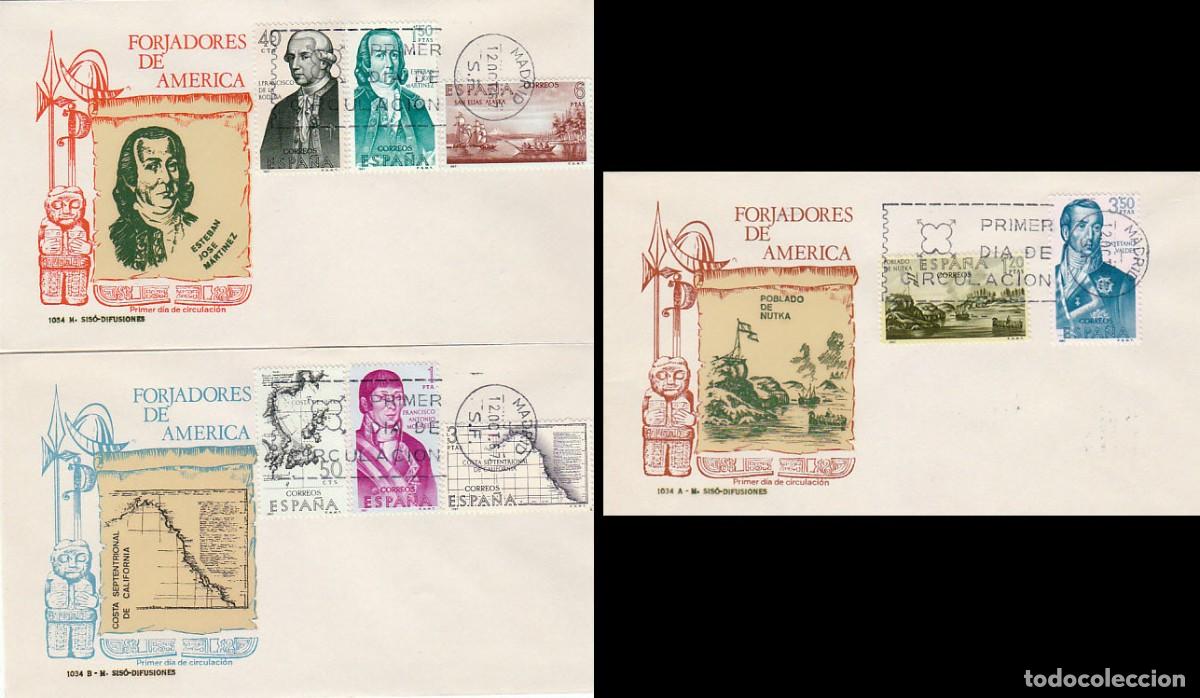 Sellos: EDIFIL 1819/26, FORJADORES DE AMERICA 1967, PRIMER DIA 12-10-1967 EN TRES SOBRES DE SISO