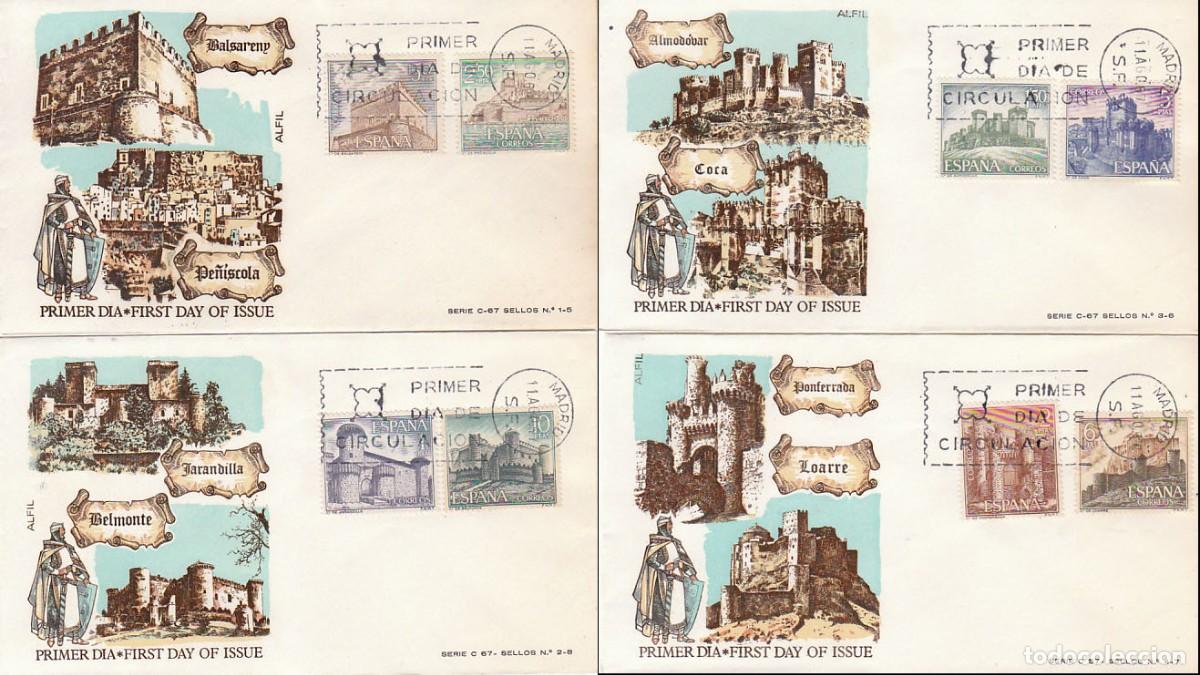 Sellos: EDIFIL 1809/16, castillos, PRIMER DIA DE 11-8-1967 ALFIL SERIE COMPLETA