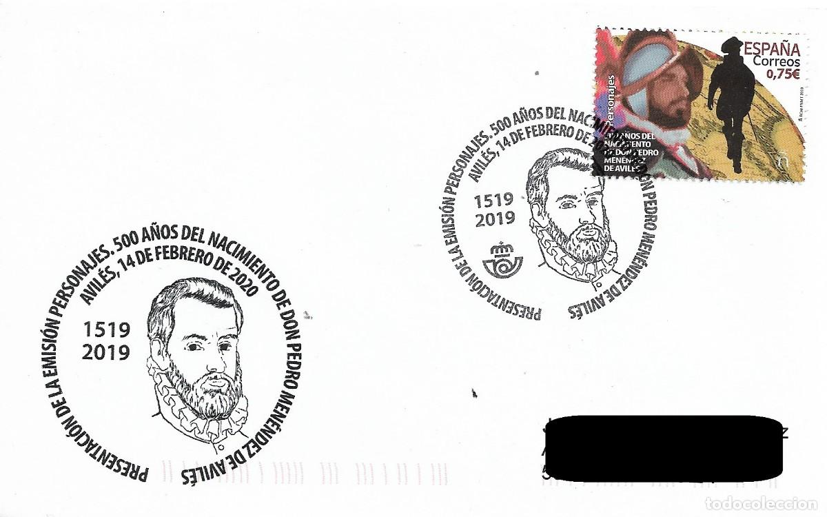 Sellos: ESPA&Ntilde;A. MATASELLOS ESPECIAL DE PRESENTACION. 500 ANIVERSARIO DE PEDRO MENENDEZ DE AVILES. 2019