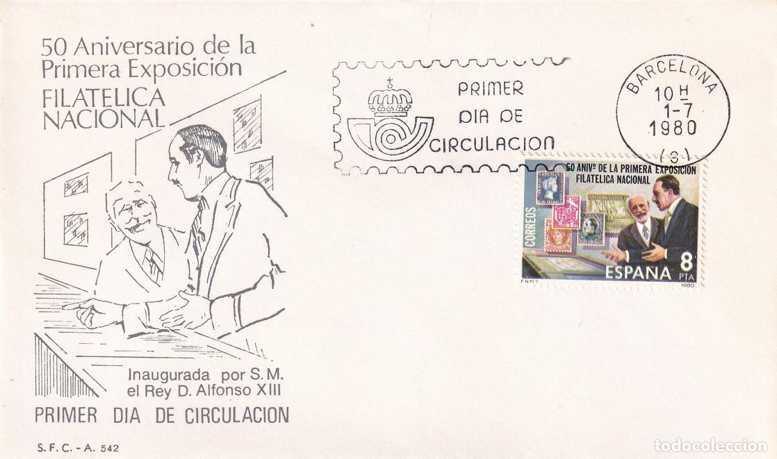 Sellos: SPD Barcelona 1980 - Exfilna 80 - 50 Aniv Primera Exposici&oacute;n Filat&eacute;lica Nacional - Alfonso XIII