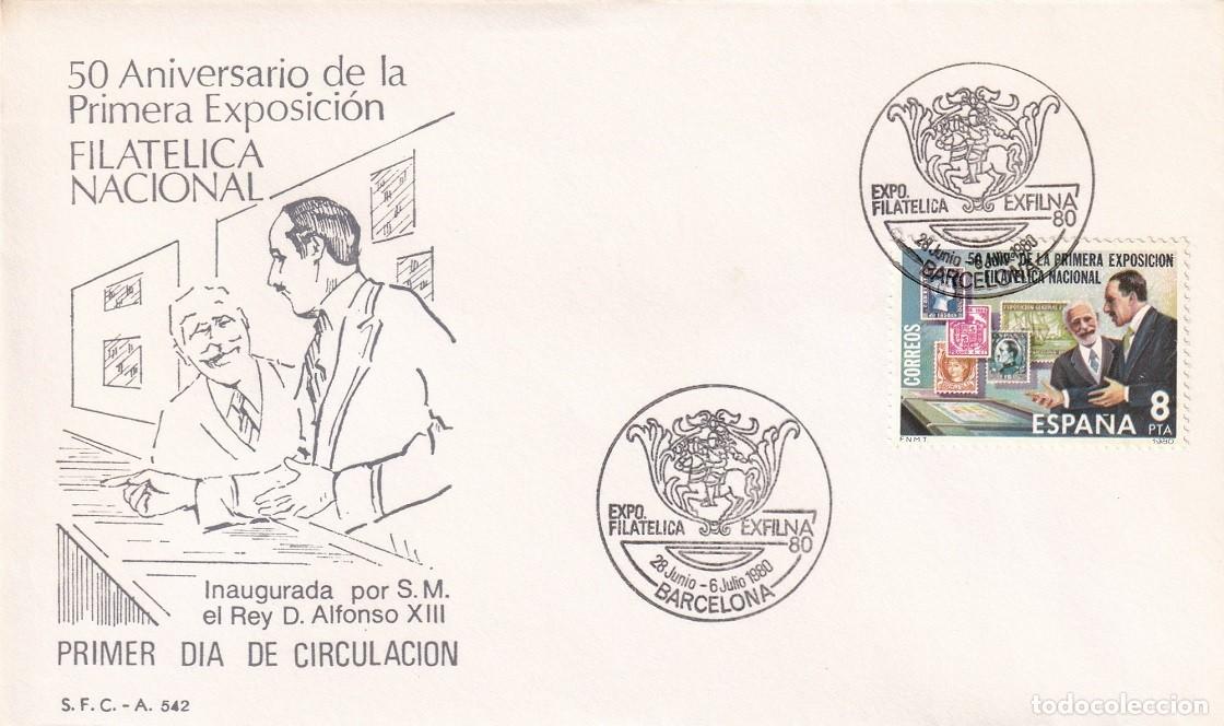 Sellos: SPD Barcelona 1980 - Exfilna 80 - 50 Aniv Primera Exposici&oacute;n Filat&eacute;lica Nacional - Alfonso XIII
