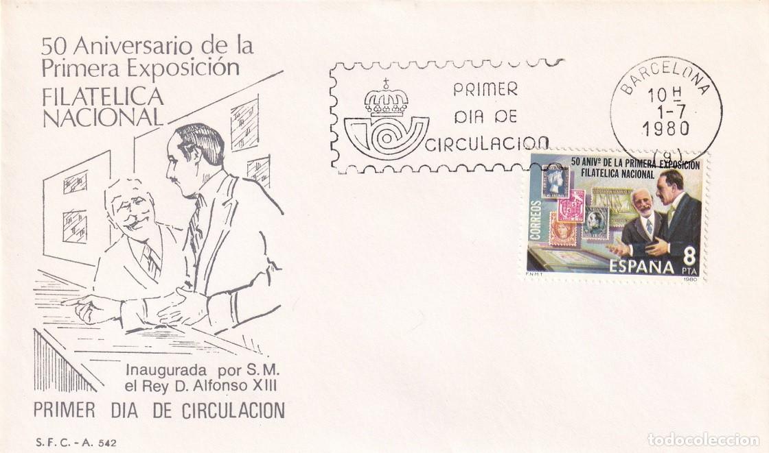 Sellos: SPD Barcelona 1980 - Exfilna 80 - 50 Aniv Primera Exposici&oacute;n Filat&eacute;lica Nacional - Alfonso XIII