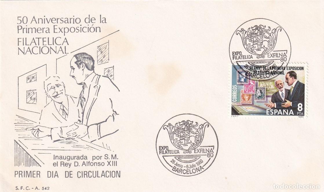 Sellos: SPD Barcelona 1980 - Exfilna 80 - 50 Aniv Primera Exposici&oacute;n Filat&eacute;lica Nacional - Alfonso XIII