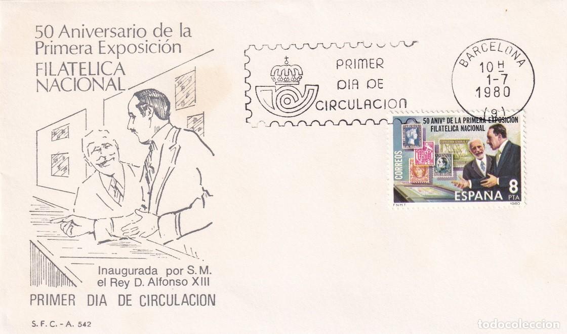 Sellos: SPD Barcelona 1980 - Exfilna 80 - 50 Aniv Primera Exposici&oacute;n Filat&eacute;lica Nacional - Alfonso XIII
