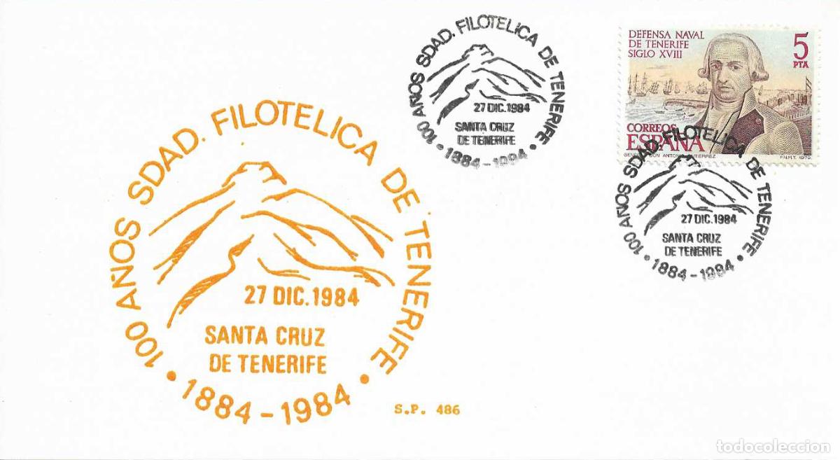 Sellos: 1&ordf; EXPOSICION FILATELICA DE CANARIAS 40 ANIVER, SANTA CRUZ TENERIFE 1989. MATASELLOS TARJETA SP RARO