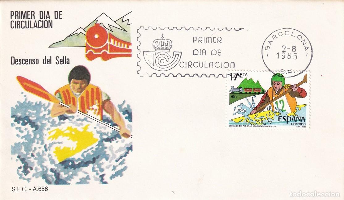 Sellos: SPD Barcelona 1985 - Grandes fiestas populares - Descenso del r&iacute;o Sella Ribadesella - Primer d&iacute;a cir