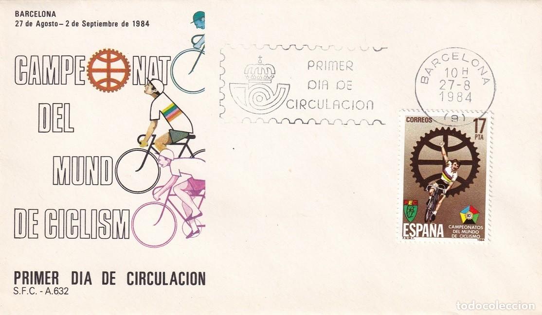 Sellos: SPD Barcelona 1984 - Campeonato del Mundo de Ciclismo - Primer d&iacute;a de circulaci&oacute;n - FDC