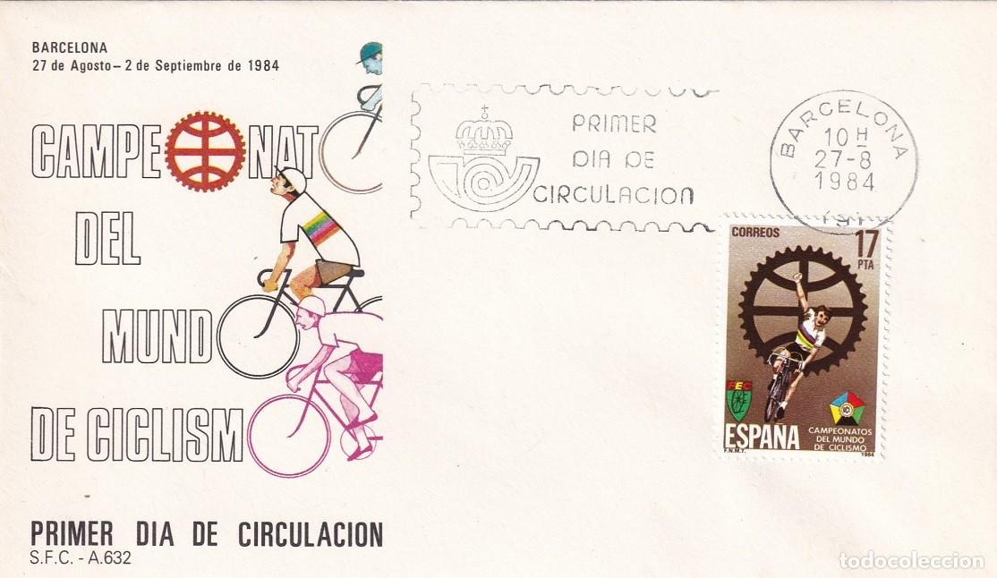 Sellos: SPD Barcelona 1984 - Campeonato del Mundo de Ciclismo - Primer d&iacute;a de circulaci&oacute;n - FDC