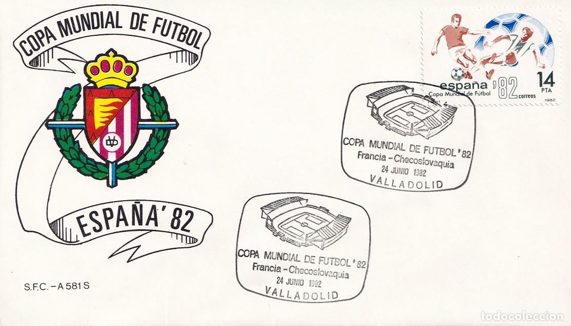 Sellos: Sobre Valladolid 1982 - Espa&ntilde;a'82 - Copa Mundial de F&uacute;tbol - Francia-Checoslovaquia - Matasellos