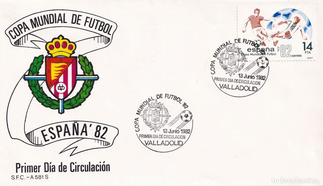Sellos: Sobre Valladolid 1982 - Espa&ntilde;a'82 - Copa Mundial de F&uacute;tbol - Primer d&iacute;a de circulaci&oacute;n - Matasellos