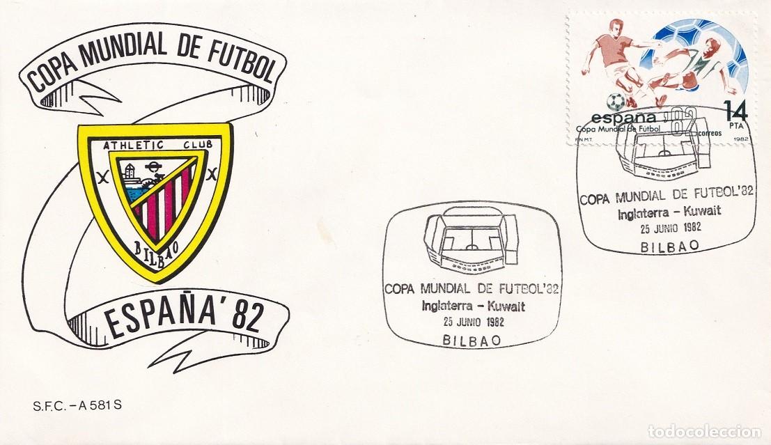 Sellos: Sobre Bilbao 1982 Espa&ntilde;a'82 - Copa Mundial de F&uacute;tbol Athletic Club Bilbao - Inglaterra-Kuwait