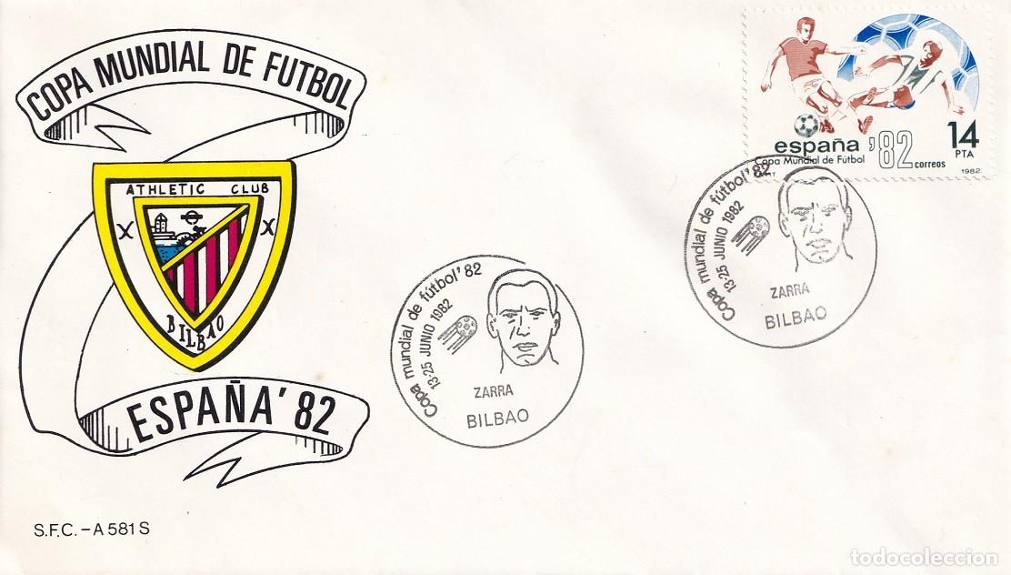 Sellos: Sobre Bilbao 1982 Espa&ntilde;a'82 - Copa Mundial de F&uacute;tbol Athletic Club Bilbao - Zarra - Matasellos esp.