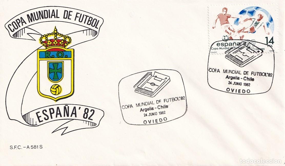 Sellos: Sobre Oviedo 1982 Espa&ntilde;a'82 - Copa Mundial de F&uacute;tbol - R.O. - Argelia-Chile - Matasellos especiales