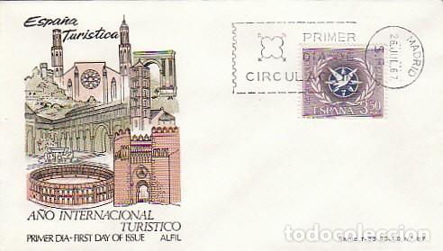 Sellos: EDIFIL 1806, EMBLEMA DEL A&Ntilde;O INTERNACIONAL DEL TURISMO, PRIMER DIA 26-7-1967 SOBRE DE ALFIL
