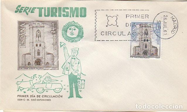 Sellos: EDIFIL 1803, PALENCIA: TORRE DE SAN MIGUEL, PRIMER DIA 26-7-1967 EN SOBRE DE SISO