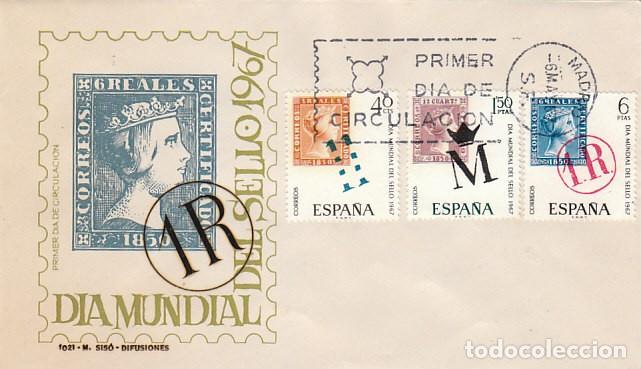 Sellos: EDIFIL 1798/800, DIA DEL SELLO 1967, PRIMER DIA DE 6-5-1967 EN SOBRE DE SISO