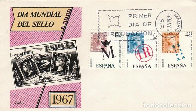 Sellos: EDIFIL 1798/800, DIA DEL SELLO 1967, PRIMER DIA DE 6-5-1967 EN SOBRE DE ALFIL