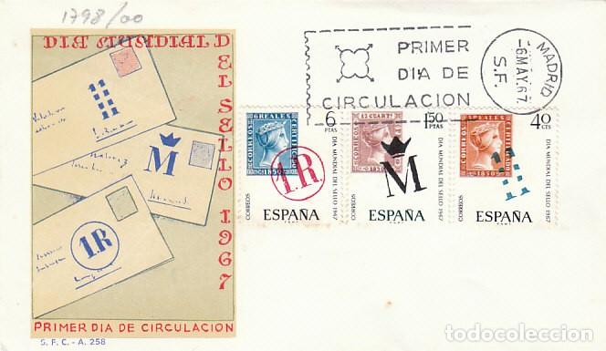 Sellos: EDIFIL 1798/800, DIA DEL SELLO 1967, PRIMER DIA DE 6-5-1967 EN SOBRE DEL SFC