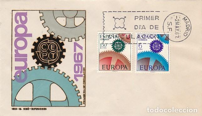 Sellos: EDIFIL 1795/6, EUROPA 1967, PRIMER DIA DE 2-5-1967 EN SOBRE DE SISO