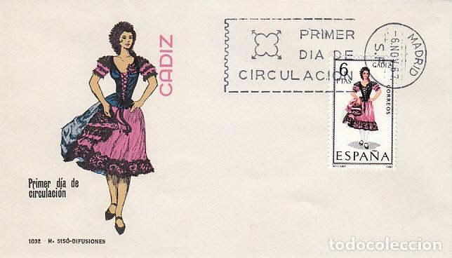 Sellos: Edifil 1777, traje regional de C&aacute;diz, sobre primer dia a&ntilde;o 1967 Sobre de Siso