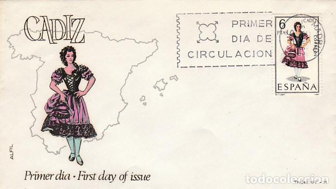 Sellos: Edifil 1777, traje regional de C&aacute;diz, sobre primer dia a&ntilde;o 1967 Sobre de Alfil
