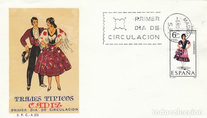 Sellos: Edifil 1777, traje regional de Cadiz, sobre primer dia a&ntilde;o 1967 Sobre del SFC