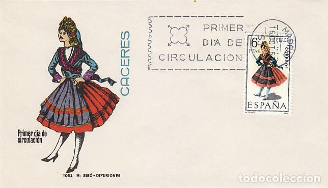 Sellos: Edifil 1776, traje regional de Caceres, sobre primer dia a&ntilde;o 1967 Sobre de Siso