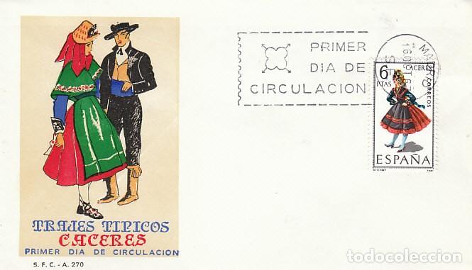 Sellos: Edifil 1776, traje regional de C&aacute;ceres, sobre primer dia a&ntilde;o 1967 Sobre del SFC