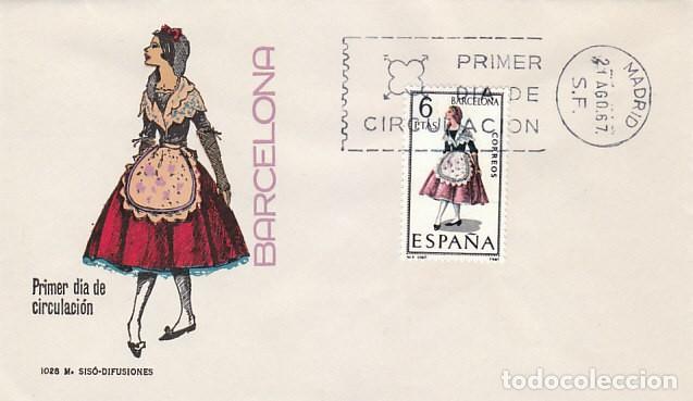 Sellos: EDIFIL 1774, TRAJE REGIONAL DE BARCELONA, primer dia a&ntilde;o 1967 Sobre de Siso