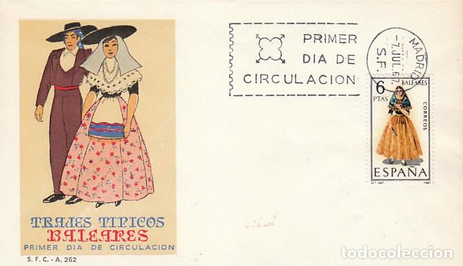 Sellos: Edifil 1773, traje regional de Baleares, primer dia a&ntilde;o 1967 Sobre del SFC