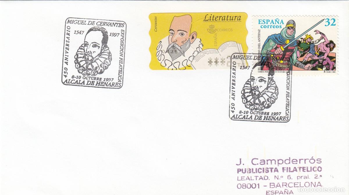 Sellos: 1997 - MATASELLOS CERVANTES - 450 ANIVERSARIO - ALCAL&Aacute; DE HENARES