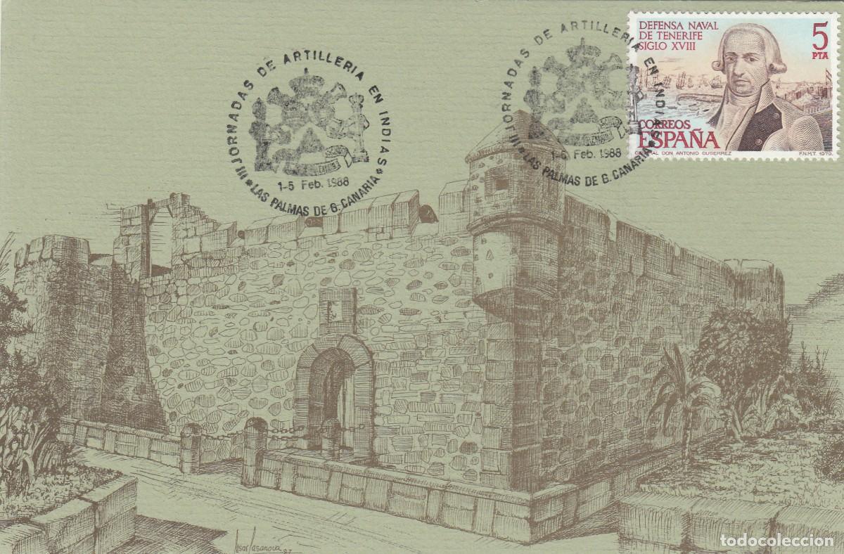 Sellos: 1988 - MATASELLOS JORNADAS DE ARTILLER&Iacute;A - LAS PALMAS DE GRAN CANARIA - EN M&Aacute;XIMA