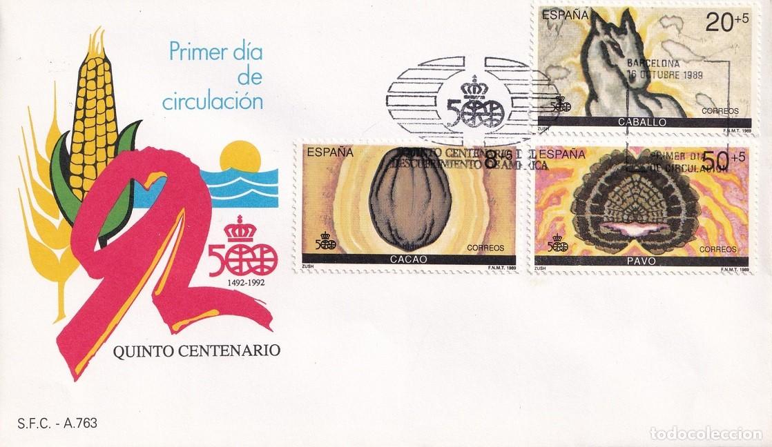 Sellos: SPD Espa&ntilde;a - 500 1492-1992 Quinto Centenario del Descubrimiento de Am&eacute;rica - Primer d&iacute;a circulaci&oacute;n