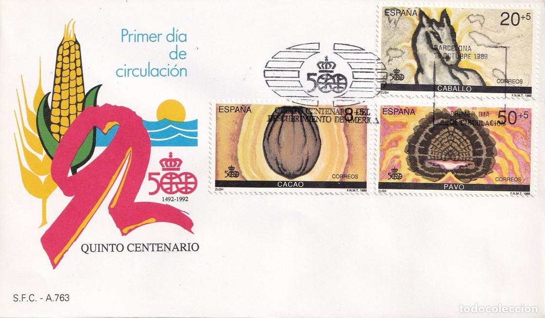 Sellos: SPD Espa&ntilde;a - 500 1492-1992 Quinto Centenario del Descubrimiento de Am&eacute;rica - Primer d&iacute;a circulaci&oacute;n