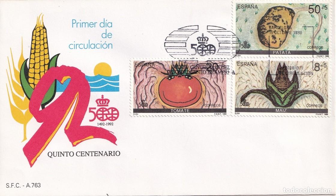 Sellos: SPD Espa&ntilde;a - 500 1492-1992 Quinto Centenario del Descubrimiento de Am&eacute;rica - Primer d&iacute;a circulaci&oacute;n