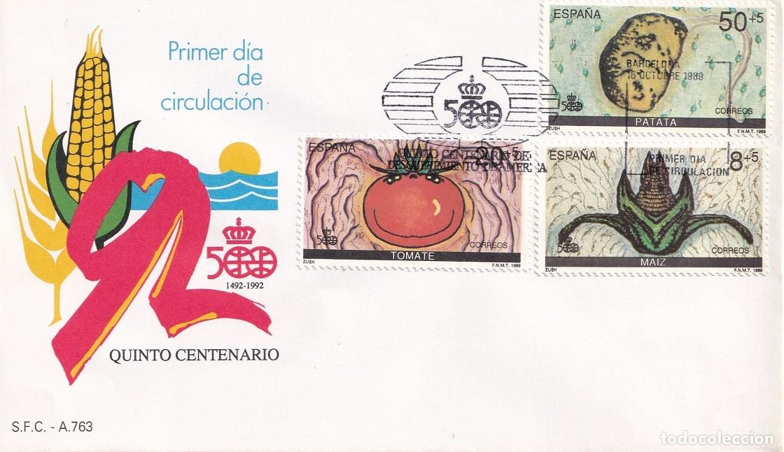Sellos: SPD Espa&ntilde;a - 500 1492-1992 Quinto Centenario del Descubrimiento de Am&eacute;rica - Primer d&iacute;a circulaci&oacute;n