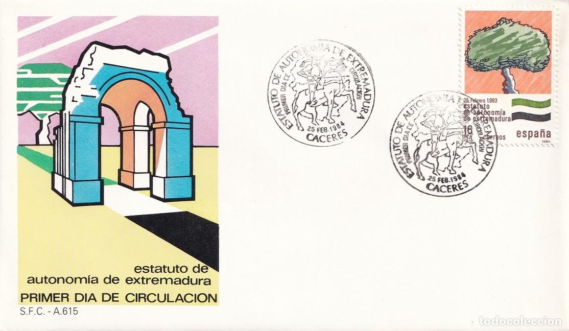 Sellos: SPD C&aacute;ceres 1984 - Estatuto de Autonom&iacute;a de Extremadura - IX Exposici&oacute;n filat&eacute;lica - Matasellos FDC